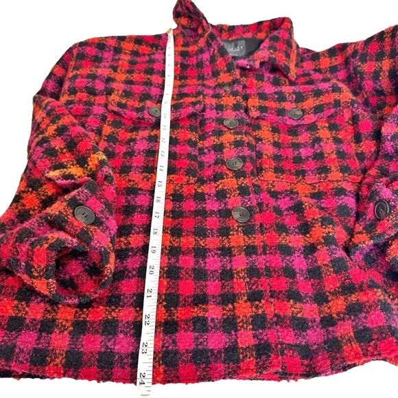 Sanctuary The Shacket Roller Plaid Jacket Button Red Pink Black Large Revolve - Picture 7 of 9